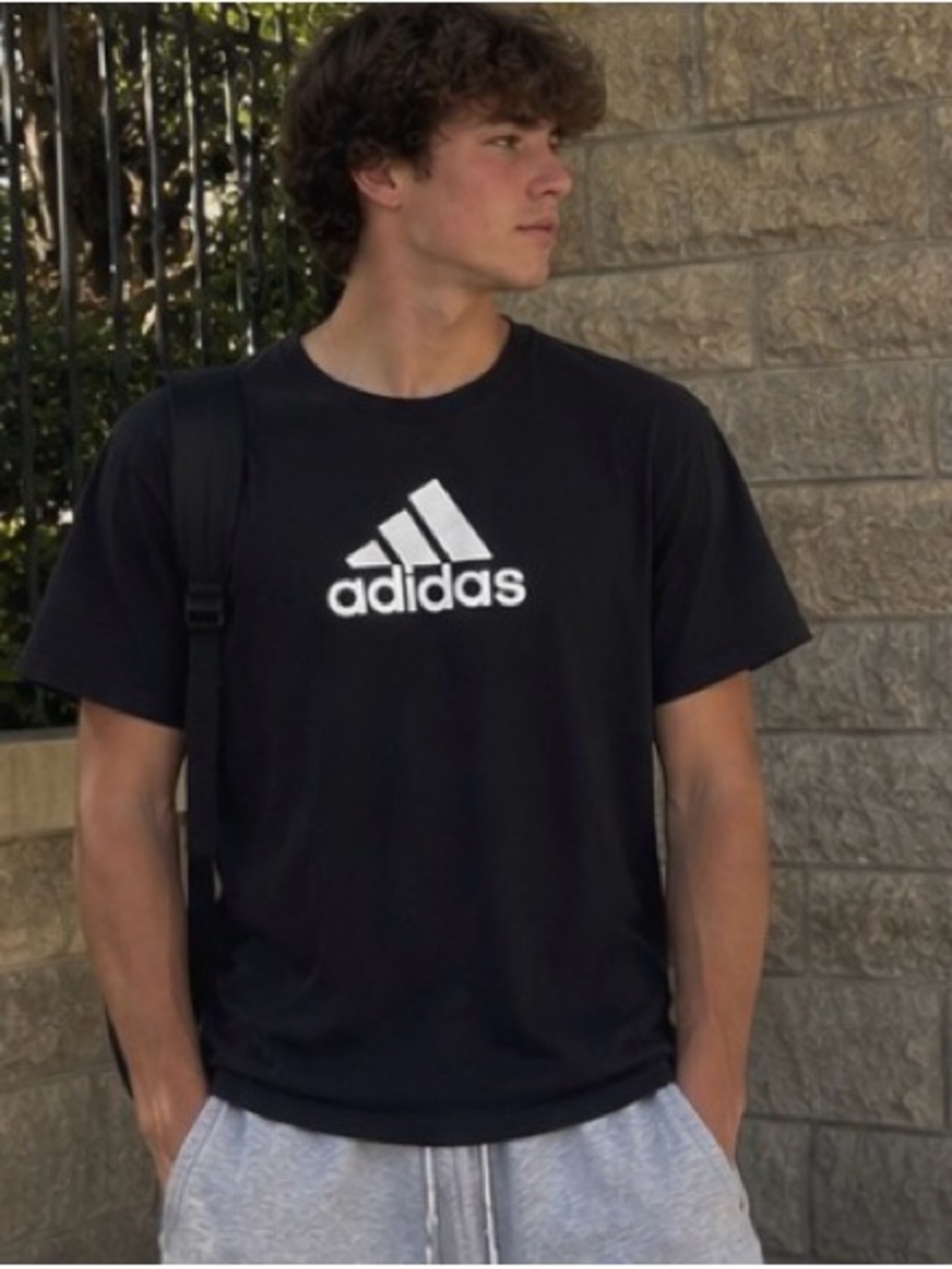 adidas Black Tee with White Trefoil Logo